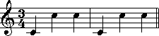 四分音符を単位音符とする三拍子の譜例