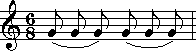 八分音符を単位音符とする六拍子の譜例